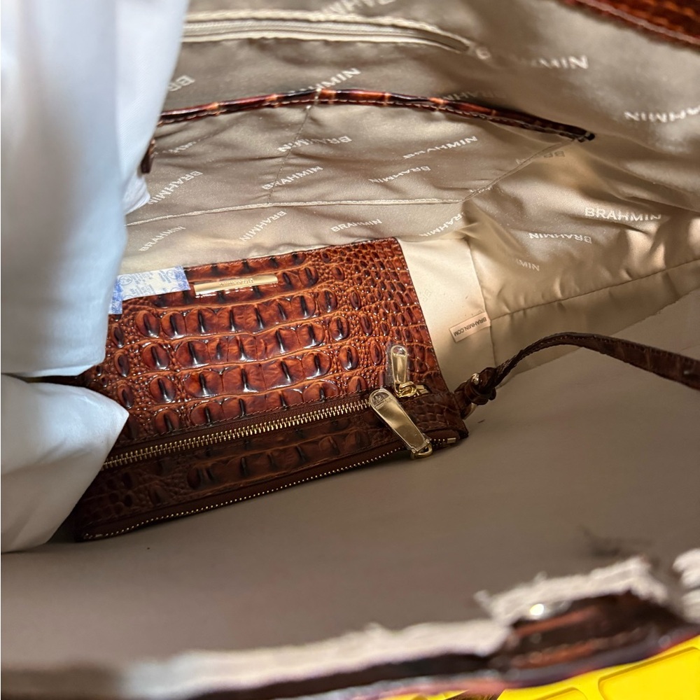 Brahmin Floral Brooke Canvas Tote with Brown Accents - Picture 3 of 5